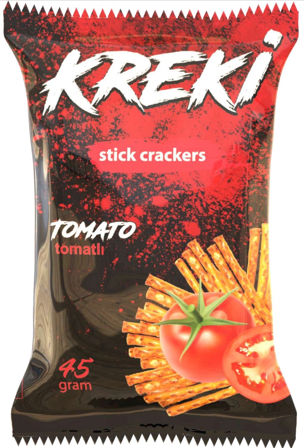 Kreki – stick crackers with tomato